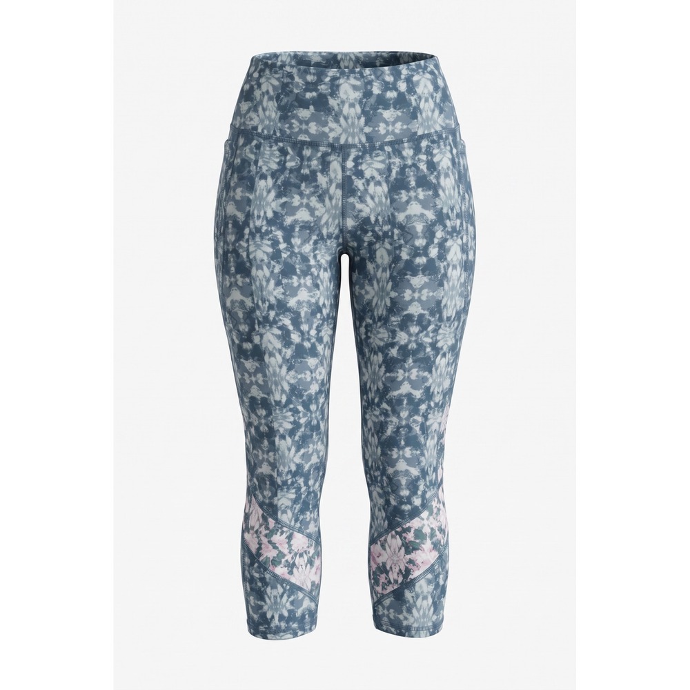 Livi Women Blue Kaleidoscope Tie Dye Floral Mesh Crop Leggings Pockets 18/20